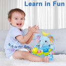 Baby Elephant Musical Stuffed Animals Toy with Light-Up Music & Crinkle,Infant Bilingual Early Learning Education Toys,1st Easter Basket Shower Stuffers for 0-3-6-12+ Months Boy Girl Gifts,Blue by TinyTreasures Baby Boutique
