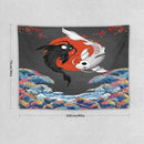 Houselerax Japanese Koi Fish Tapestries, Yin Yang Big Wave Cherry Blossom Tapestry Wall Hanging for Bedroom Living Room Office Decor 40"x30" by CozyNest Decor