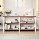 LVB Industrial Entryway Table, Farmhouse Rustic Console Table Behind Couch, Long Metal Sofa Table with Storage Shelf, Modern Hallway Table for Living Room Bedroom,White and Rustic Oak,63 inch by CozyNest Decor