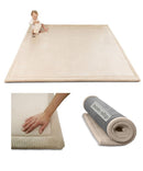 Premium Baby Play Mat 60”x 80” Beige – Cloud-Soft Coral Velvet Memory Foam Rug for Crawling & Play – Non-Slip, Water-Resistant, Care Tummy Time Mat – Non-Toxic Padded Playmat by TinyTreasures Baby Boutique