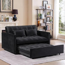3 in 1 Convertible Sleeper Sofa Bed,Futon Loveseat Couch with Pull-Out Bed & Adjustable Backrest,Velvet Fabric Sofa with Side Pocket for Small Apartment, Living Room, Office (Black) by CozyNest Decor