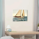 ARTISTIC PATH Nautical Sailboat Canvas Wall Art - Coastal Ocean Artwork Seascape Sailing Prints Wave Boat Picture Sunset Marine Ship Painting for Bedroom by CozyNest Decor
