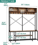 YITAHOME Entryway Bench with Coat Rack, 5-in-1 Hall Tree with Shoes Storage, Industrial Freestanding Coat Rack Shoe Bench with Storage Shelves, 10 Hooks for Hallway, Bedroom, Rustic Brown by CozyNest Decor