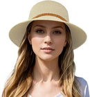 Beach Sun Straw Hats for Women, Summer Sun Protection Foldable Packable Wide Brim Hat by GreenHaven Gardens