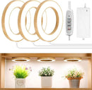LORDEM 6.3" Bamboo Ceiling Grow Lamp for Indoor Plants, 216 LEDs Full Spectrum Halo Plant Light, Under Cabinet Grow Lights with 4/8/12H Auto Timer Switch Modes, 4 Dimmable Brightness Levels, Tri Head by GreenHaven Gardens