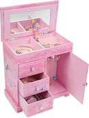 Jewelkeeper Jewelry Box - Jewelry Box for Girls with Ballerina Music Box - 3 Spacious Drawers, Necklace Carousel, Soft Pink Lining and Flowers Design - Sugar Plum Fairy Tune - 9.5 x 7.75 x 9.5 in by TinyTreasures Baby Boutique