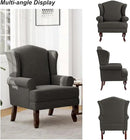 Accent Chair, High Back Upholstered Armchair with High Resilience Sponge & Wood Legs, Mid-Century Modern Comfy Single Sofa Reading Chairs for Living Room, Bedroom (Dark Grey, Set of 2) by CozyNest Decor