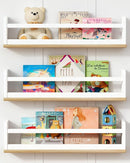 Nursery Floating Book Shelves for Wall, 24 Inch Long Wall Bookshelf for Kids Room, White and Natural Wood Baby Toddler Child Hanging Bookshelves for Kids Bathroom Bedroom (Upgraded Set of 3) by TinyTreasures Baby Boutique