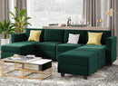 Belffin Modular Sectional Sofa U Shaped Sectional Couch with Reversible Chaises Velvet Modular Sofa with Storage Seat Green by CozyNest Decor