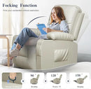 Recliner Chairs for Adults, Massage Rocker with Heated Modern Ergonomic Lounge 360 Degree Swivel Single Sofa Seat Living Room Lounge Recliners Ivory White by CozyNest Decor