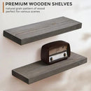 Fun Memories European Pine Floating Shelves for Wall, Mounted Shelf for Decor Storage Set of 2 - Natural Rustic Wooden Wall Shelf for Kitchen Bathroom Living Room Bedroom Farmhouse - Grey by CozyNest Decor