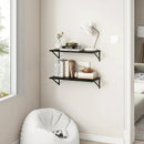 Fun Memories 27.5" W x12 D Floating Shelves, Black Wall Shelf with Brackets, 12 Inch Deep Floating Shelf Set of 2, Large Storage Kitchen Living Room Bathroom Shelves, Wood Wall Mounted Shelf by CozyNest Decor