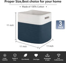OIAHOMY Cube Storage Basket, 3-Pack Woven Cotton Rope Baskets for Storage, 11-Inch Cube Basket with Handles, Great for Shelves, Closets, Children's Toy Storage and Organization-White & Blue by TinyTreasures Baby Boutique