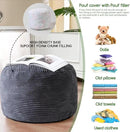 HIGOGOGO Round Stuffed Pouf Ottoman, Corduroy Poufs with Foam Chunk Filling, Furry and Fluffy Pouf Foot Stool Storage Ottoman, 26 X 18 Floor Poufs Foot Rest for Living Room, Dark Grey by CozyNest Decor