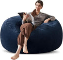 Bean Bag Chair 4Ft, Memory Foam Filled, Large Beanbag Chairs for Adults and Teens, Soft Sofa with Removable Flannel Cover, Round Couch for Living Room Bedroom College Dorm (Blue, 4FT-47×47"×24") by CozyNest Decor