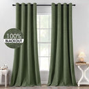MIULEE 100% Blackout Linen Textured Curtains for Bedroom Solid Thermal Insulated Olive Green Grommet Room Darkening Curtains & Drapes Luxury Decor for Living Room Nursery 52 x 120 Inch (2 Panels) by TinyTreasures Baby Boutique