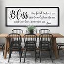 Bless the Food Before Us, the Family Beside Us, and the Love between us Framed Wall Art for Dining Room, 40''×15'' Holy Positive Religious Rustic Bible Verse for Christian God Jesus Christ Prayer by CozyNest Decor