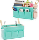 Bedside Caddy Bedside Organizer Bedside Storage Caddy with Fixed Straps and Water Bottle Holder for Home College Dorm Bunk Bed Hospital Bed Crib Bed Rails (2pcs Green) by CozyNest Decor
