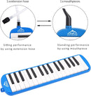 EastRock 32 Key Melodica Instrument Keyboard Soprano Piano Style with Mouthpiece Tube Sets and Carrying Bag for Beginners Adults Gift Blue by TinyTreasures Baby Boutique