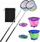 2PCS Fishing Net with Bucket, Telescopic Fishing Landing Net, Collapsible Kids Sand Bucket, Kids Fish Butterfly Catching for Freshwater Saltwater Outdoor Activities by TinyTreasures Baby Boutique