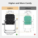 VINGLI Aluminum Oversize Patio Lawn Chairs Folding Set of 2 with Detachable Cup Holder, Webbed Beach Chair Folding Chair Outdoor Portable Camping Chair for Yard, Garden by GreenHaven Gardens