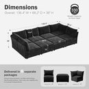 136.4" Oversized Modular Sectional Sleeper Sofa Bed, U Shaped Convertible Couch with Movable Ottoman, Large 8 Seat Corner Couches for Living Room Deep Seat Black Chenille by CozyNest Decor