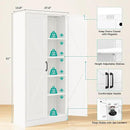 SISESOL Metal Storage Cabinet with 2 Doors and 5 Shelves,61 inch White Pantry Storage Cabinet,Large Farmhouse Pantry Cupboard for Home,Kitchen,Dining/Living Room by CozyNest Decor