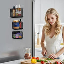 Black Magnetic Basket, Magnetic Organizer Holder Refrigerator Basket, Magnetic Baskets Heavy Duty, Magnetic Holder for Refrigerator Locker Whiteboard Office,Medium x1&Small x2 Set of 3 by CozyNest Decor
