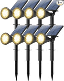 8 Pack Solar Spot Lights Outdoor Waterproof 180 Adjustable Solar Powered Landscape Lights for Yard, Garden, Pathway, Porch, Pool, Wall, 4 Lighting Modes, Warm White by GreenHaven Gardens