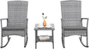 Outdoor Rocking Chair 3 Pieces High-Backed Rocking Chair Patio Rocking Chairs Outdoor Table and Chairs Anti-Slip Cushions Dark Grey by GreenHaven Gardens
