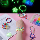 5 Boxes Bracelet Making Kit Pony Beads, 6x9mm Kandi Rave Beads & Hair Beads Set with UV Color Changing, Glow-in-Dark, Chrome & Alphabet Letters for Friendship Jewelry DIY Crafts by TinyTreasures Baby Boutique
