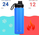 DRINCO Stainless Steel Water Bottle Spout Lid Vacuum Insulated Double Wall Water Bottle Wide Mouth (40oz 32oz 22oz 18oz 14oz) Leak Proof Keeps Cold or Hot (22 oz, 22oz Royal Blue) by CozyNest Decor