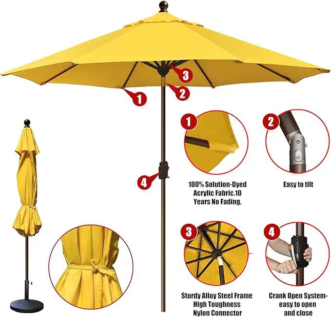 EliteShade USA 10-Year-Non-Fading 10Ft Market Umbrella Patio Umbrella Outdoor Table Umbrella with Ventilation, Sunflower Yellow, photo 4 of 6