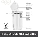 Oggi Clear Canister Airtight 72oz - Clamp Lid & Spoon - Airtight Food Storage Container, for Kitchen & Pantry Storage of Bulk, Dry Foods, Pasta, Flour, Sugar, Coffee, Rice, Tea, Spices & Herbs by CozyNest Decor