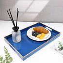 Spsyrine Blue Decorative Serving Tray with Handles, Elegant Plastic Coffee Table Tray for Ottoman, Living Room, Home Decor 15.6" X 10.2" by CozyNest Decor