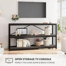 LVB Industrial Console Table, Metal and Wood Sofa Table, Rustic Entryway Table with Storage, Modern 3 Tier Shelf Long Foyer Tables Behind Couch for Home Living Room Hallway, Dark Gray Oak, 55 Inch by CozyNest Decor