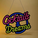 Ultrathin Cocktails Dreams Neon Sign Art Wall Lights for Bedroom Windows Glass Hotel Pub Cafe Wedding Birthday Party Gifts by CozyNest Decor