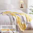 CASAAGUSTO Boho Throw Blanket - Yellow and Gray Damask Decorative Blankets with Tassel, Printed Flannel Bohemian Blanket for Chair, Bed, Sofa, Couch(50 * 60, Yellow and Gray Damask) by CozyNest Decor