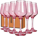 Pink Wine Glasses Set of 6-14oz Pink Long Stem Wine Glass, Pretty Crystal Glassware, Hand Blown Goblets Drinkware, Unique Stemware Wine Glass Holiday Gift Set for Women by CozyNest Decor