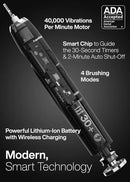 Aquasonic Black Series Ultra Whitening Toothbrush – ADA Accepted Electric Toothbrush- 8 Brush Heads & Travel Case – 40,000 VPM Electric Motor & Wireless Charging - 4 Modes w Smart Timer by CozyNest Decor