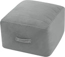MeMoreCool Square Stuffed Pouf Ottoman Foot Rest, Floor Pouf Foot Stool with Foam Chunk Filling, Soft Stuffed Ottoman Footrest for Living Room, Light Grey by CozyNest Decor