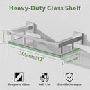 Alise Glass Shelves for Bathroom Wall, Tempered Glass Bathroom Shelf Wall Mounted, Modern Space Saving Floating Shelves 12 inch, Brushed Nickel by CozyNest Decor