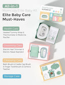 Momcozy Elite Baby Kit, Superior Baby Shower & Registry Essential Kit for Grooming & Health & Cleansing Care, Electric Nail File & Nasal Aspirator,Tummy Wrap,Thermometer,Bath Brush,Teether,Storage Bag by TinyTreasures Baby Boutique