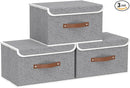 Yawinhe Collapsible Storage Boxes, Foldable Bin with Lids, Cube Clothes Organizer Basket with Handles, Grey, 13.0''Lx9.0''Wx7.9''H, 3-Pack, SNK024GS-3 by TinyTreasures Baby Boutique