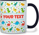Personalized Mug for Kids - Dinosaurs - Custom Name/Text, Ceramic Hot Chocolate/Cocoa/Coffee Cup for Boys/Girls, Birthday/Christmas/Holiday Gift - 11 oz, Black Handle by TinyTreasures Baby Boutique