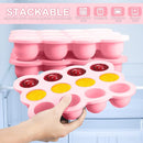 3 Pcs Baby Food Storage Container 12 Cup Silicone Baby Food Freezer Tray with Lid Stackable Reusable Silicone Baby Food Freezer Storage Tray for Food Vegetable Fruit Puree and Breast Milk (Pink) by TinyTreasures Baby Boutique