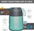 Insulated Food Jar for Hot & Cold Food for Kids Adult,17 oz Soup Thermo Hot Food Containers for Lunch, Triple Layer Insulation Stainless Steel Food Jar with Spoon (GPeacock) by TinyTreasures Baby Boutique