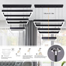 Modern 3 Rings Rectangle Chandelier for Living Room - Adjustable Height Luxury Foyer Lighting Fixture for High Ceiling, Hanging Dining Room LED Pendant Light by CozyNest Decor