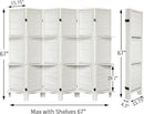 Room Divider with Shelves, Privacy Screen, Room Dividers and Folding Privacy Screens, 6 Panel Wood Temporary Wall Partition Separation Separator, White by CozyNest Decor