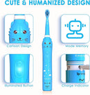 Kids Sonic Electric Toothbrush, Rechargeable Smart Toothbrush for Children Toothbrush for Toddlers Boys Girls Age 3-12 with 30s Reminder, 2 Mins Timer, 6 Modes, 6 Brush Heads, Wall-Mounted Holder by TinyTreasures Baby Boutique